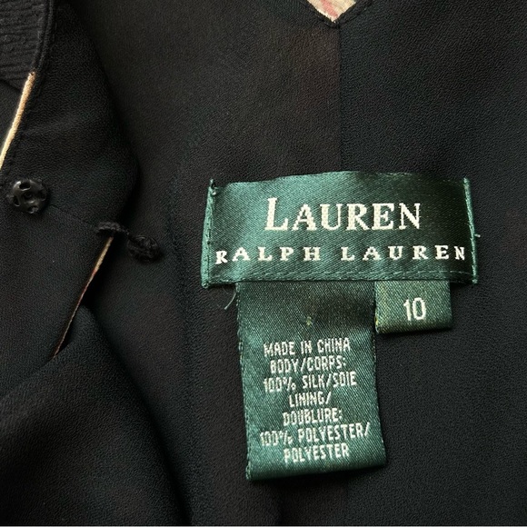 Ralph Lauren Vintage Y2K 90s Silk Slip Dress Black Dark Floral Asymmetrical 10 - Picture 9 of 11